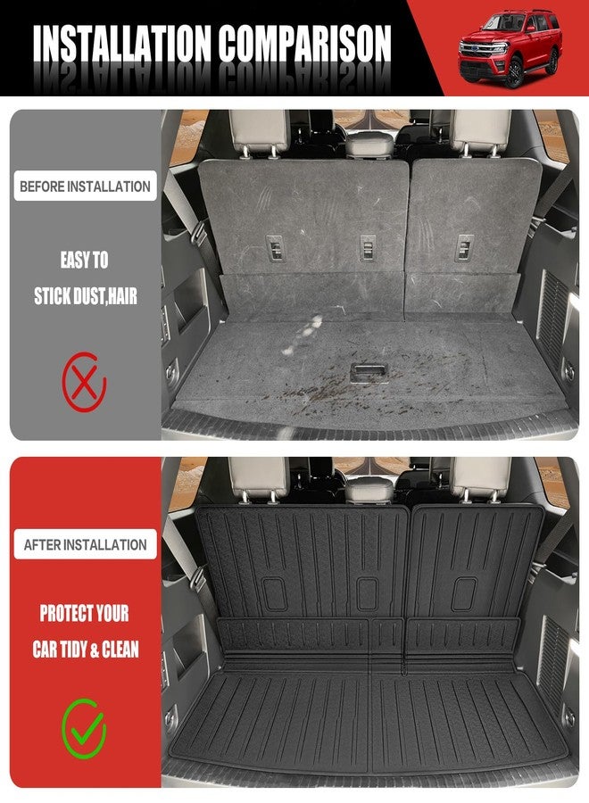 Utiiy Cargo Mat with Seat Back Cover Fit for 2018-2024 Ford Expedition/Lincoln Navigator Accessories(Not Max or L Models), Cargo Liner TPE Trunk Mat for 2024 Ford Expedition/Lincoln Navigator - Image 2